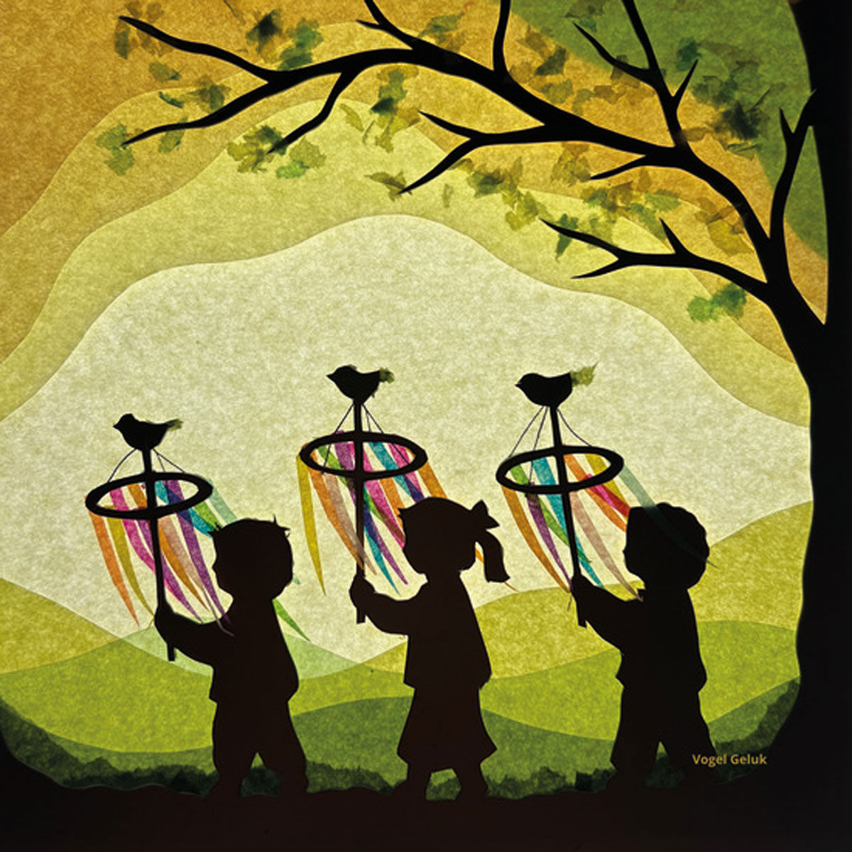 Toverlux Magic Lamp Silhoutte - Vogel Geluk Palmpas