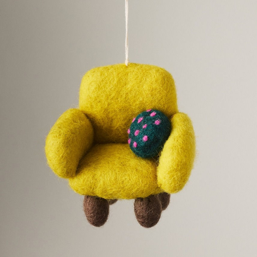 Felt Wool Chair Ornament -Yellow