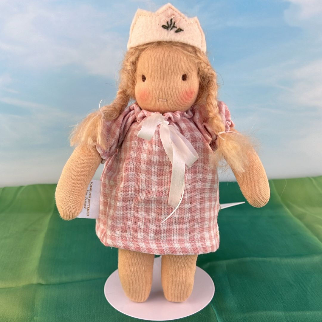 Birthday Mini Waldorf Doll in Pink Dress-Blonde by Poems for Buttercup
