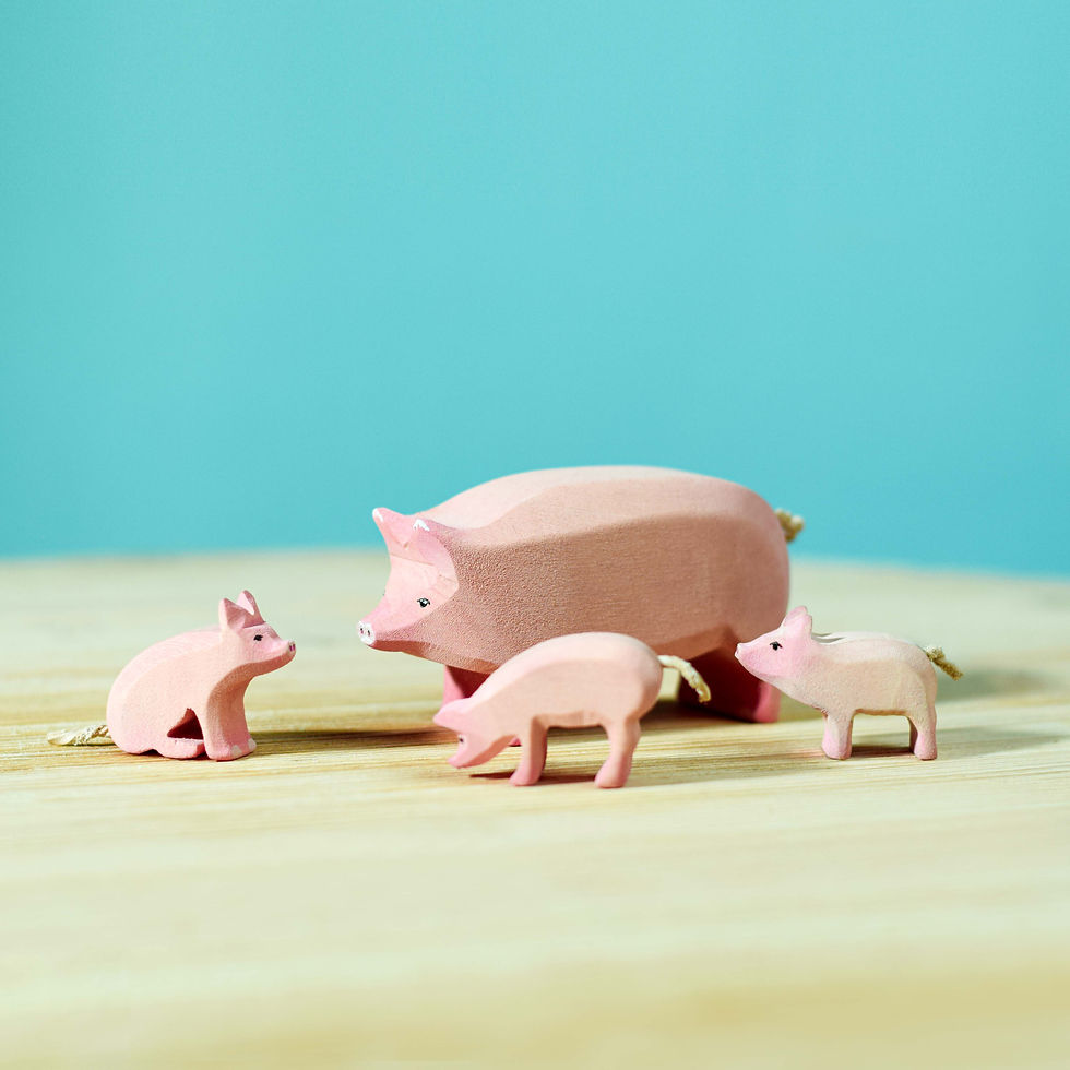 Thumbnail: Bumbu Toys Wooden Pig Family Set