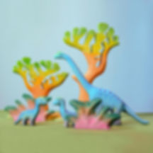 Bumbu Toys Wooden Brontosaurus Dinosaur Set