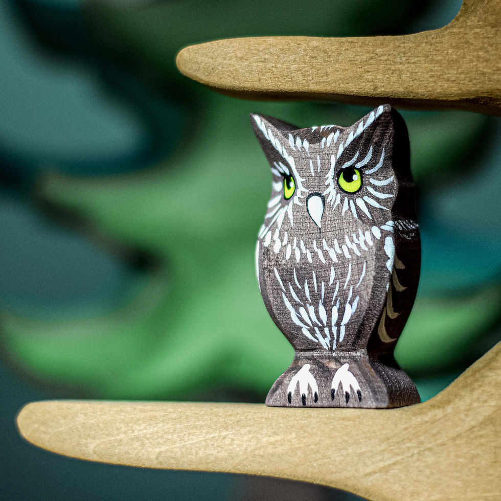 Bumbu Toys Handmade Wooden Owl Animal Figurine