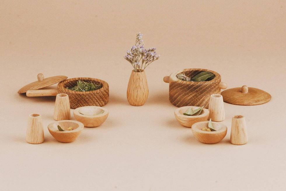 Tateplota Wooden Dollhouse Dishes Set