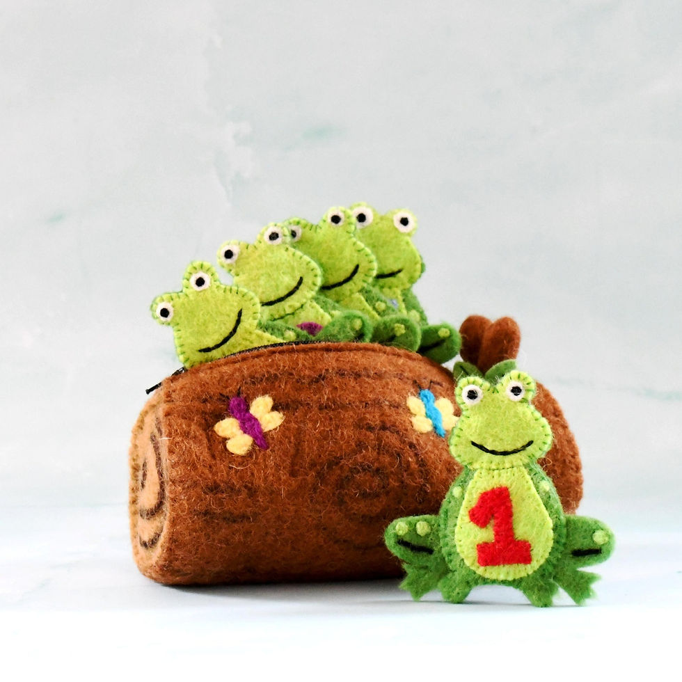 Thumbnail: Tara Treasures Felt Five Little Speckled Frogs Finger Puppet Set