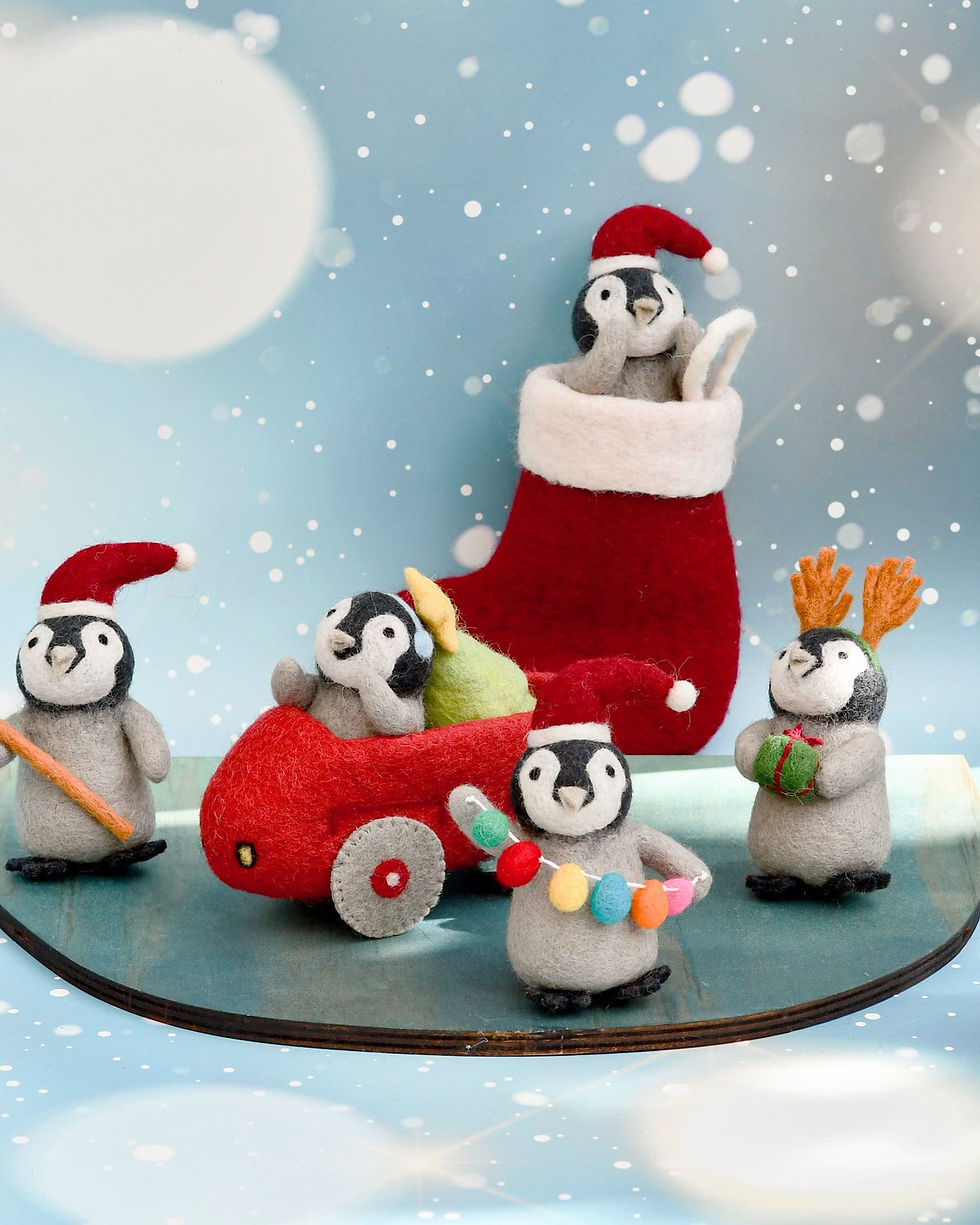 Thumbnail: Tara Treasures Felt Penguin with Festoon Light Bulbs Toy