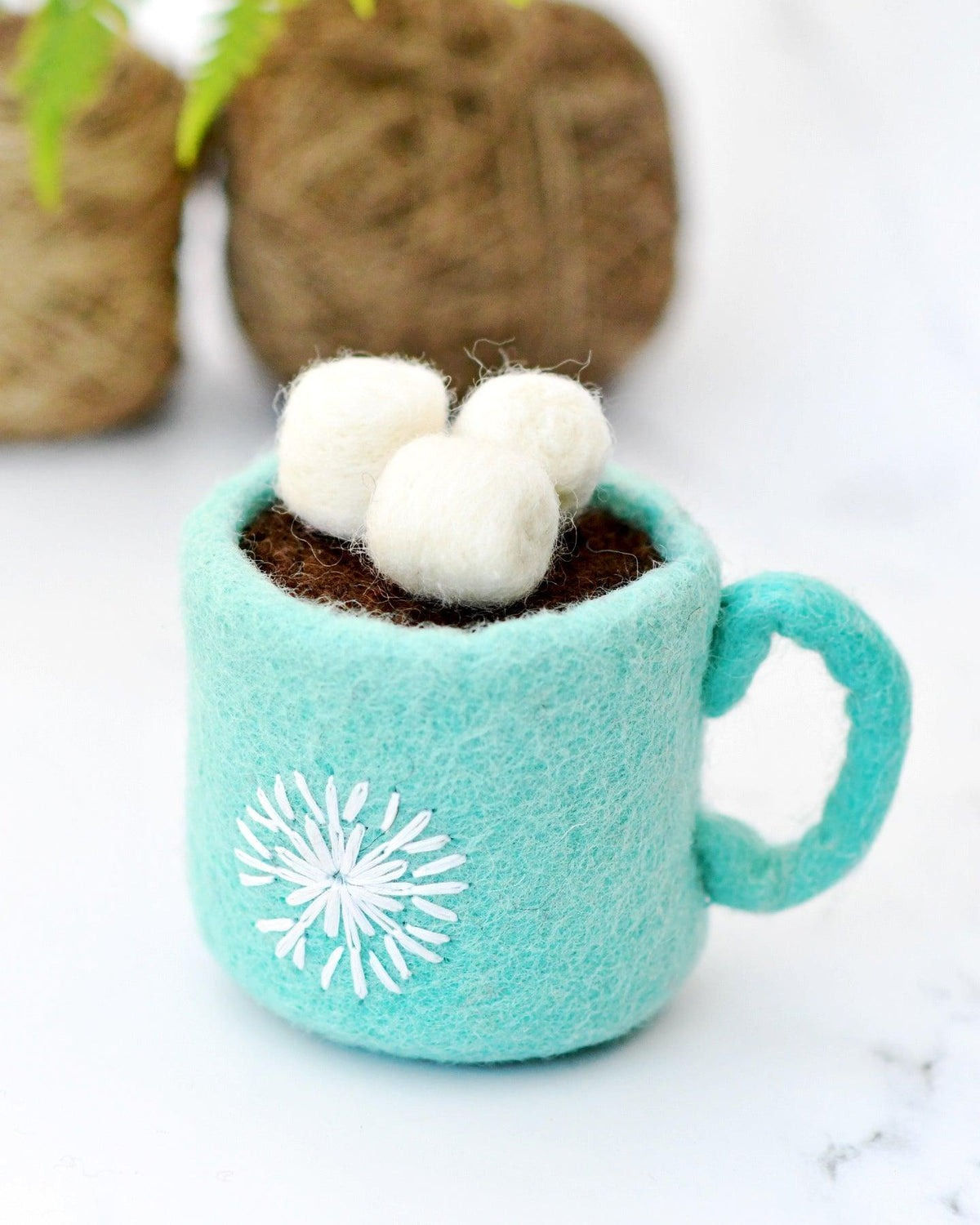 Tara Treasures Felt Hot Chocolate Cacao with Marshmallows (Blue Cup)