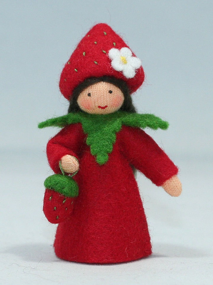 Thumbnail: Strawberry Fairy Felt Doll-Holding Berries