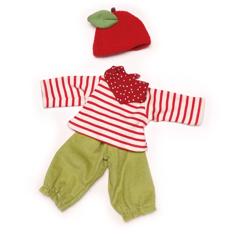 Nanchen Natur apple doll outfit for 15 inch Waldorf dolls – 4 piece set