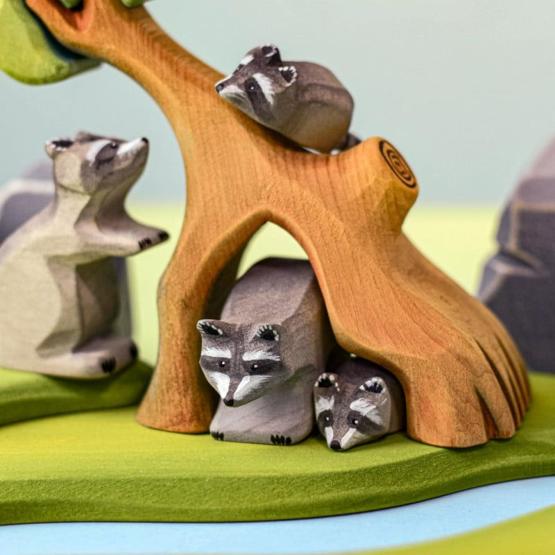 Thumbnail: Bumbu Toys Handmade Wooden Raccoon Cub