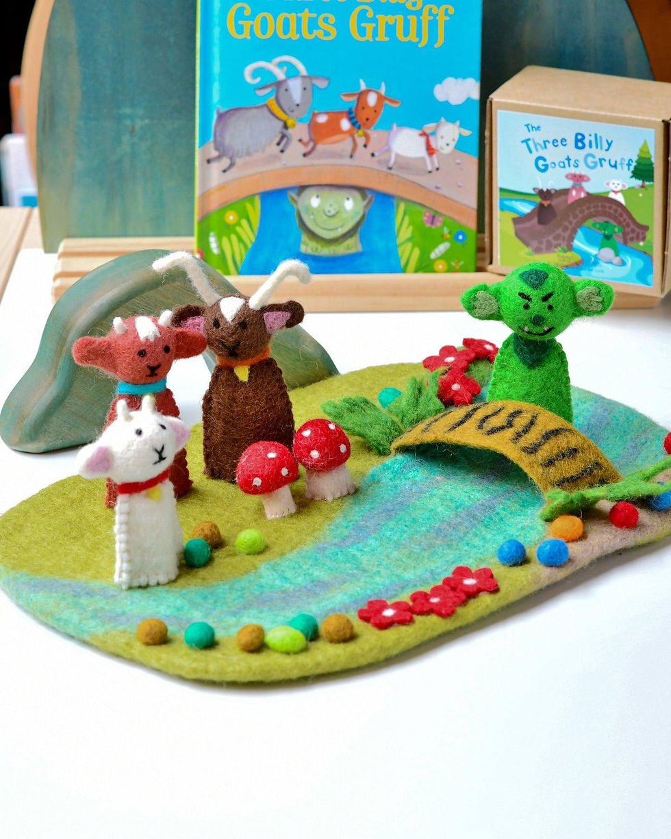 Thumbnail: Tara Treasures Felt Three Billy Goats, Finger Puppet Set
