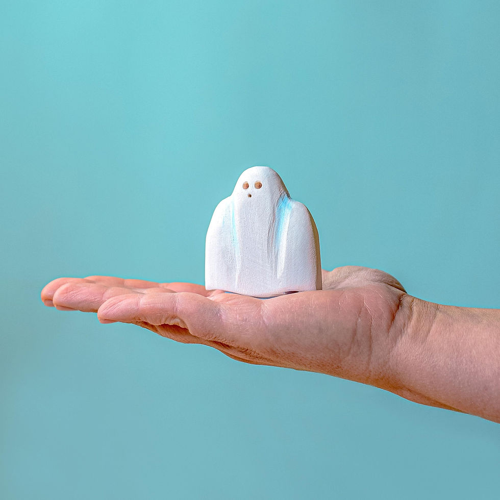 Thumbnail: Bumbu Toys Handmade Wooden Halloween Ghost Figurine Toy