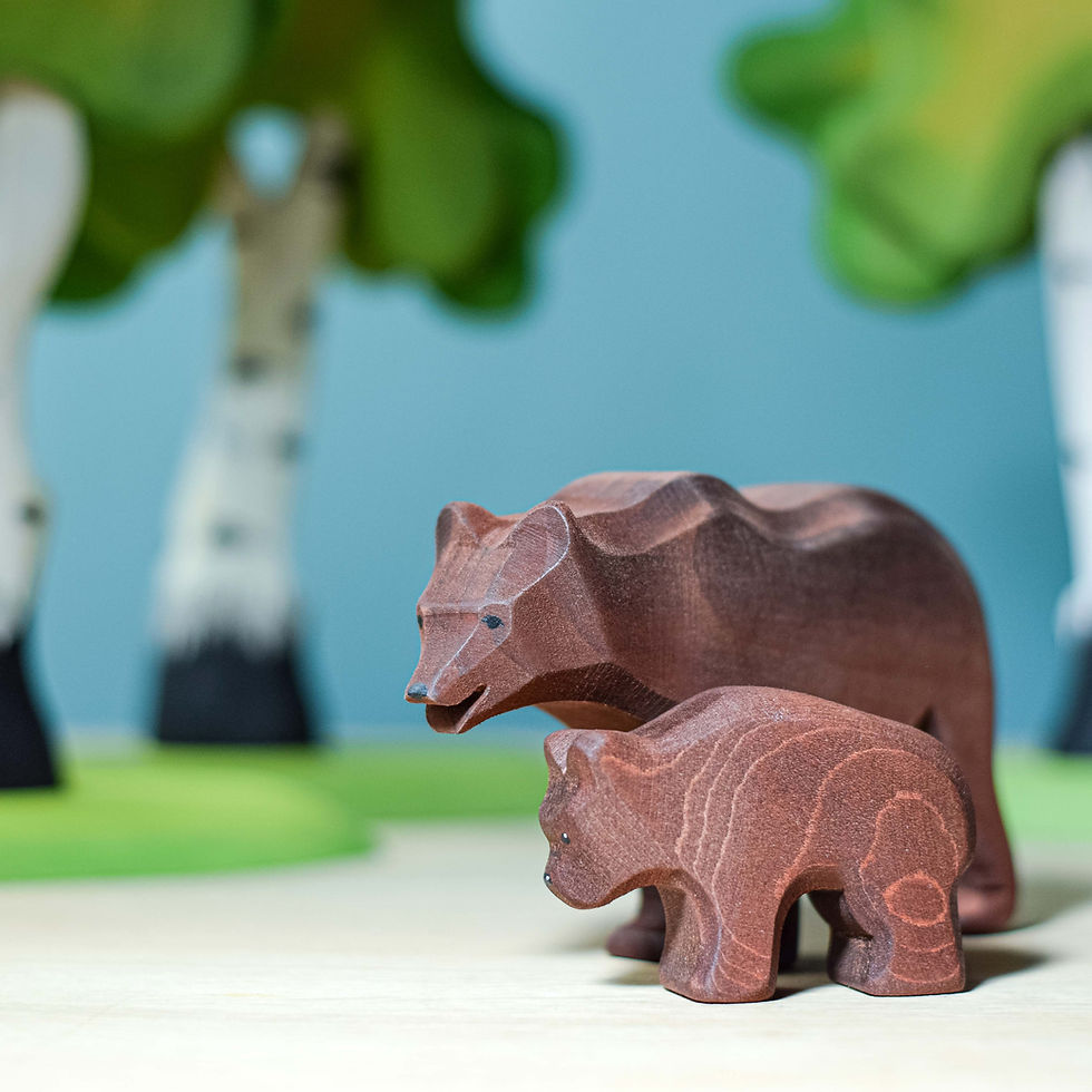 Thumbnail: Bumbu Toys Wooden Bear in a small world play scene