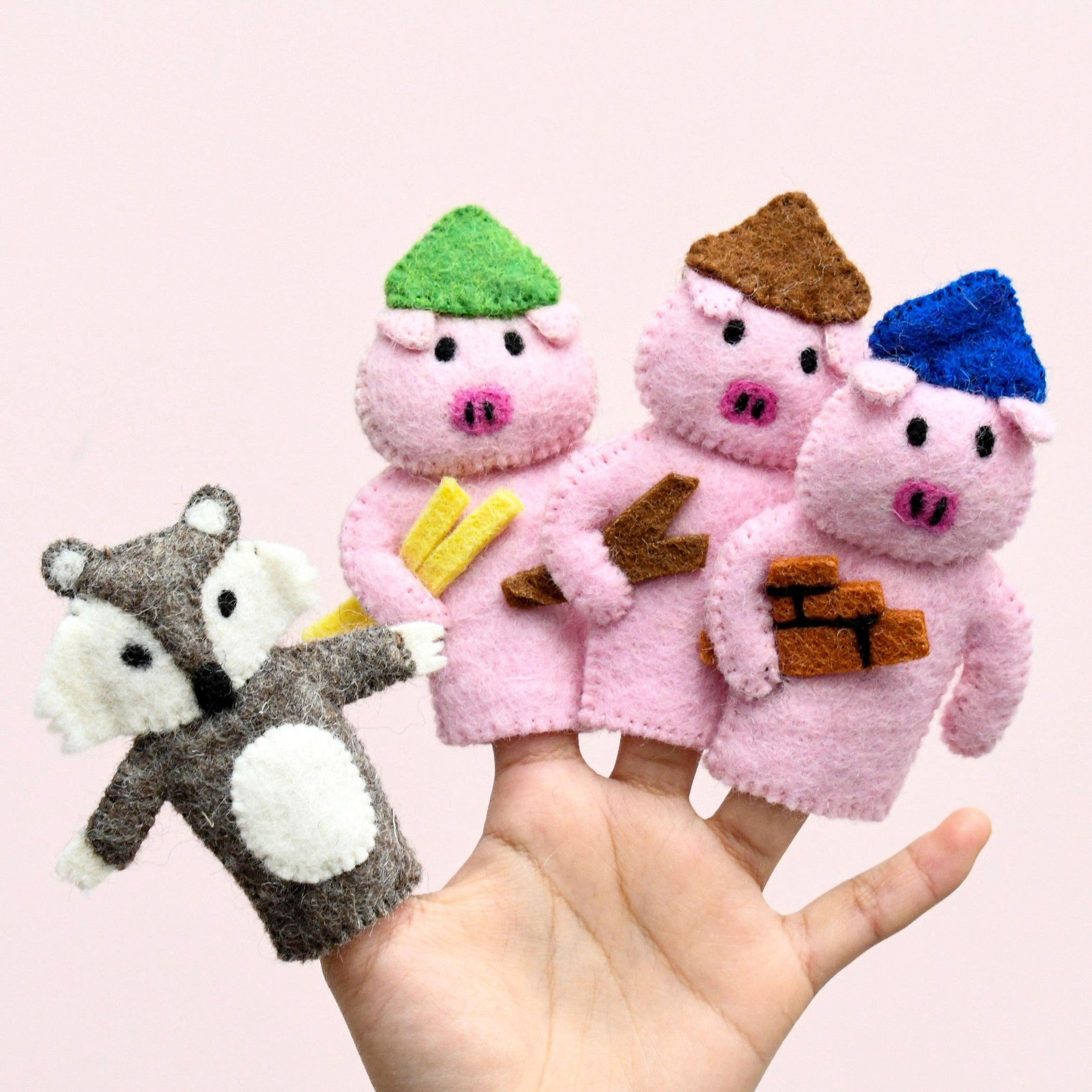 Tara Treasures Felt Three Little Pigs, Finger Puppet Set