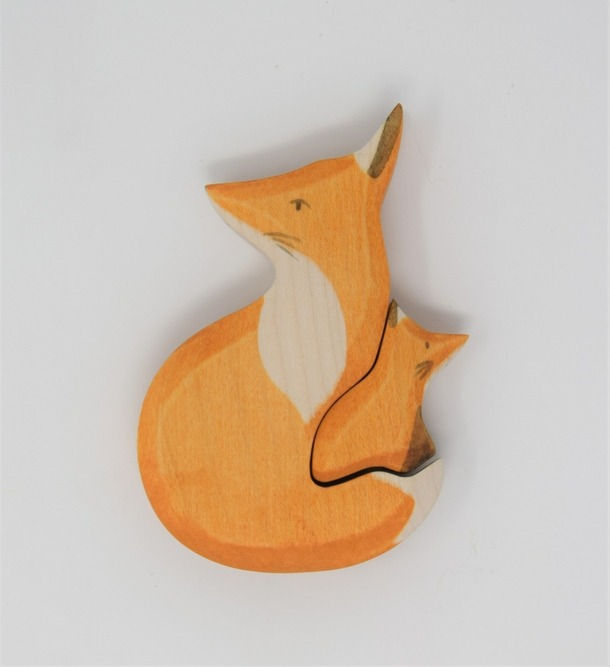 Thumbnail: Eric & Albert Wooden Snuggling Foxes