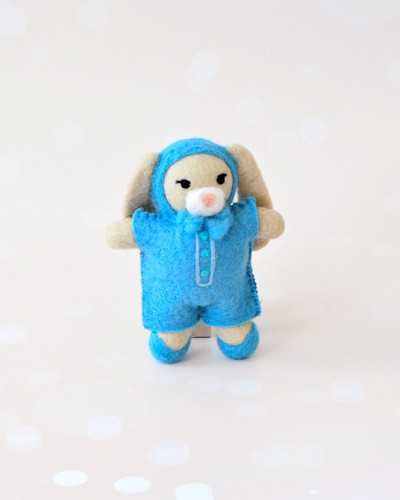 Tara Treasures Adorable Rabbit Felt Doll with Blue Overalls ...