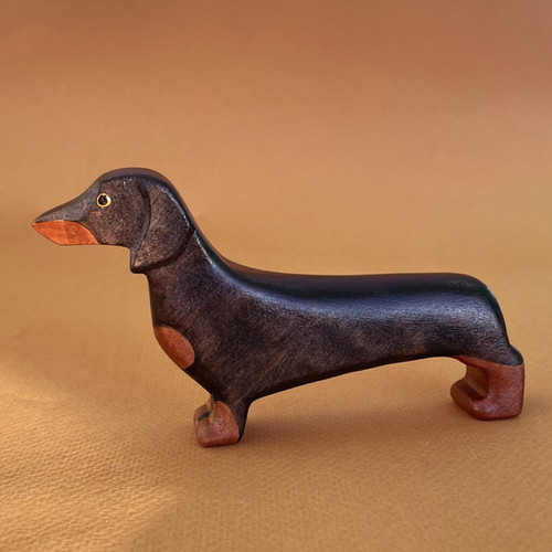 Handmade Wooden Black Dachshund Dog by Forest Melody