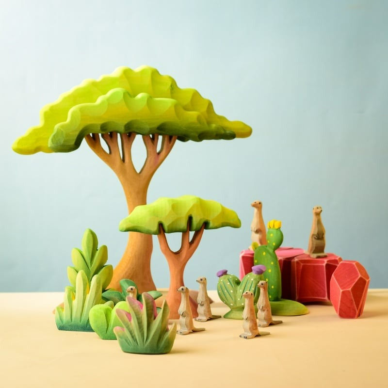 Thumbnail: Bumbu Toys Handcrafted Wooden Savanna Bush in a Small World Play Setting