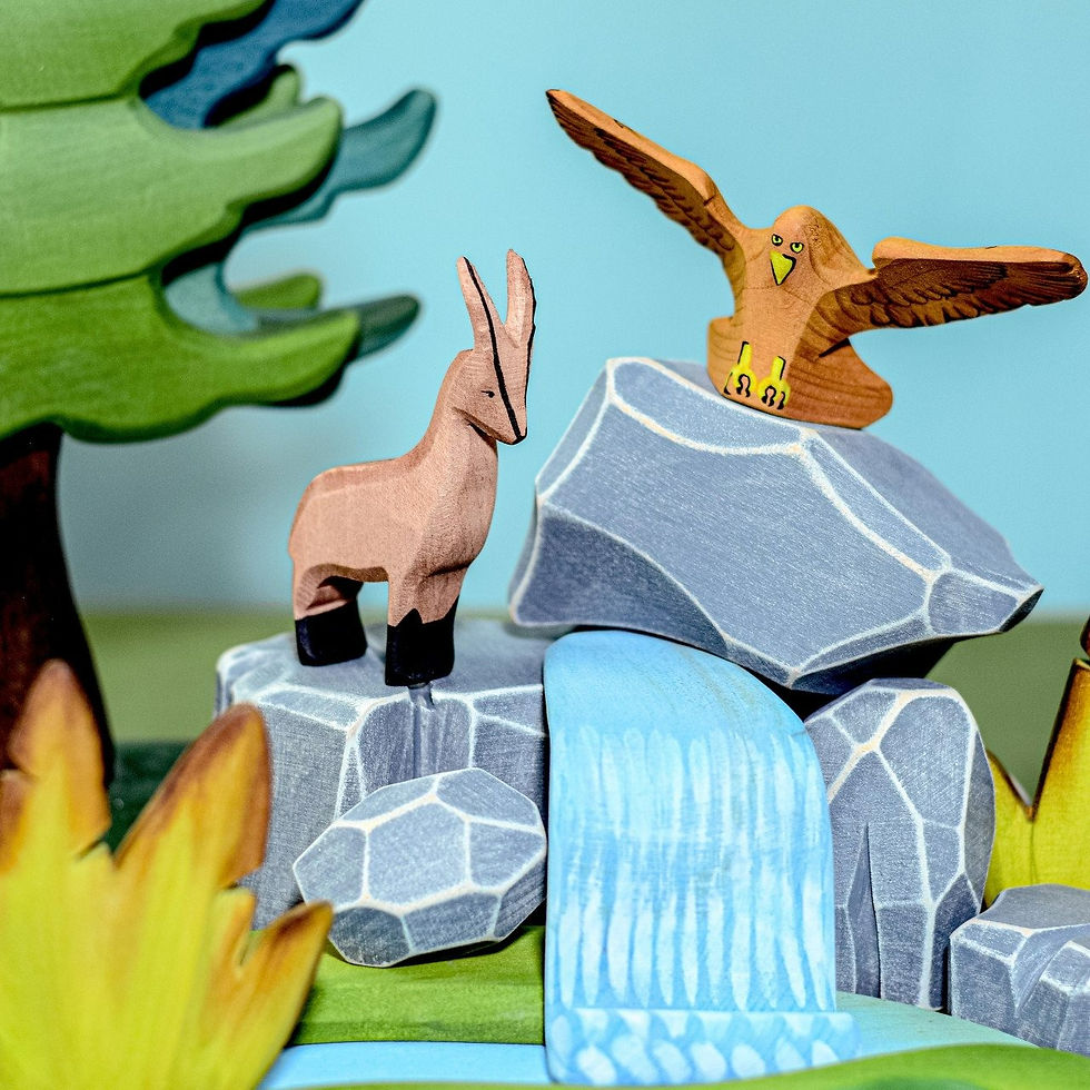 Thumbnail: Bumbu Toys Wooden The River Plate, Waterfall, and River Rocks Set