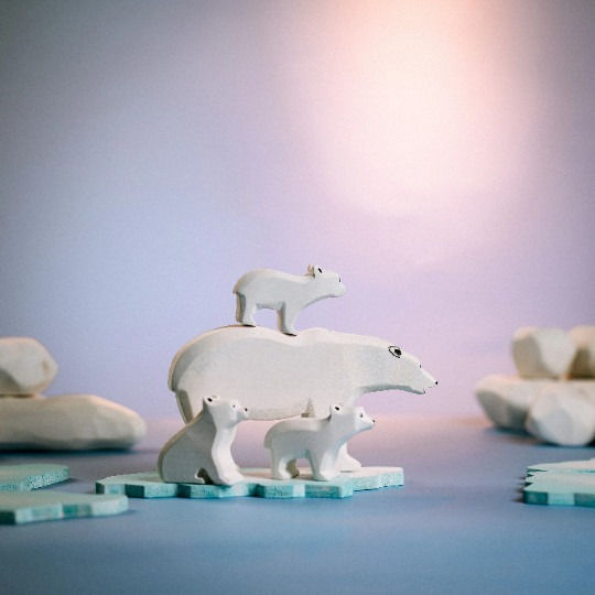 Thumbnail: Bumbu Toys Wooden Polar Bear Family Set