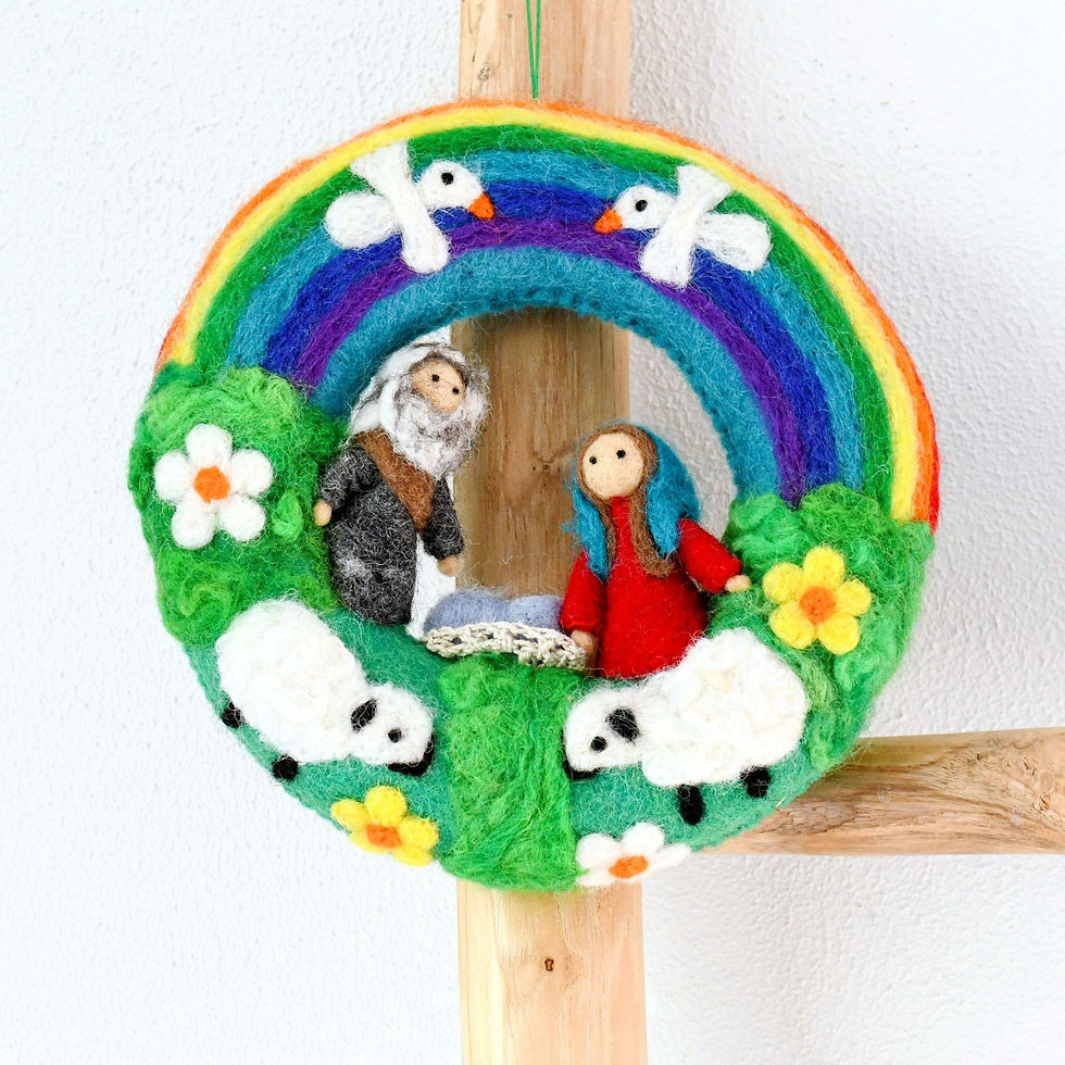 Thumbnail: Tara Treasures Felt Rainbow Christmas Nativity Wreath