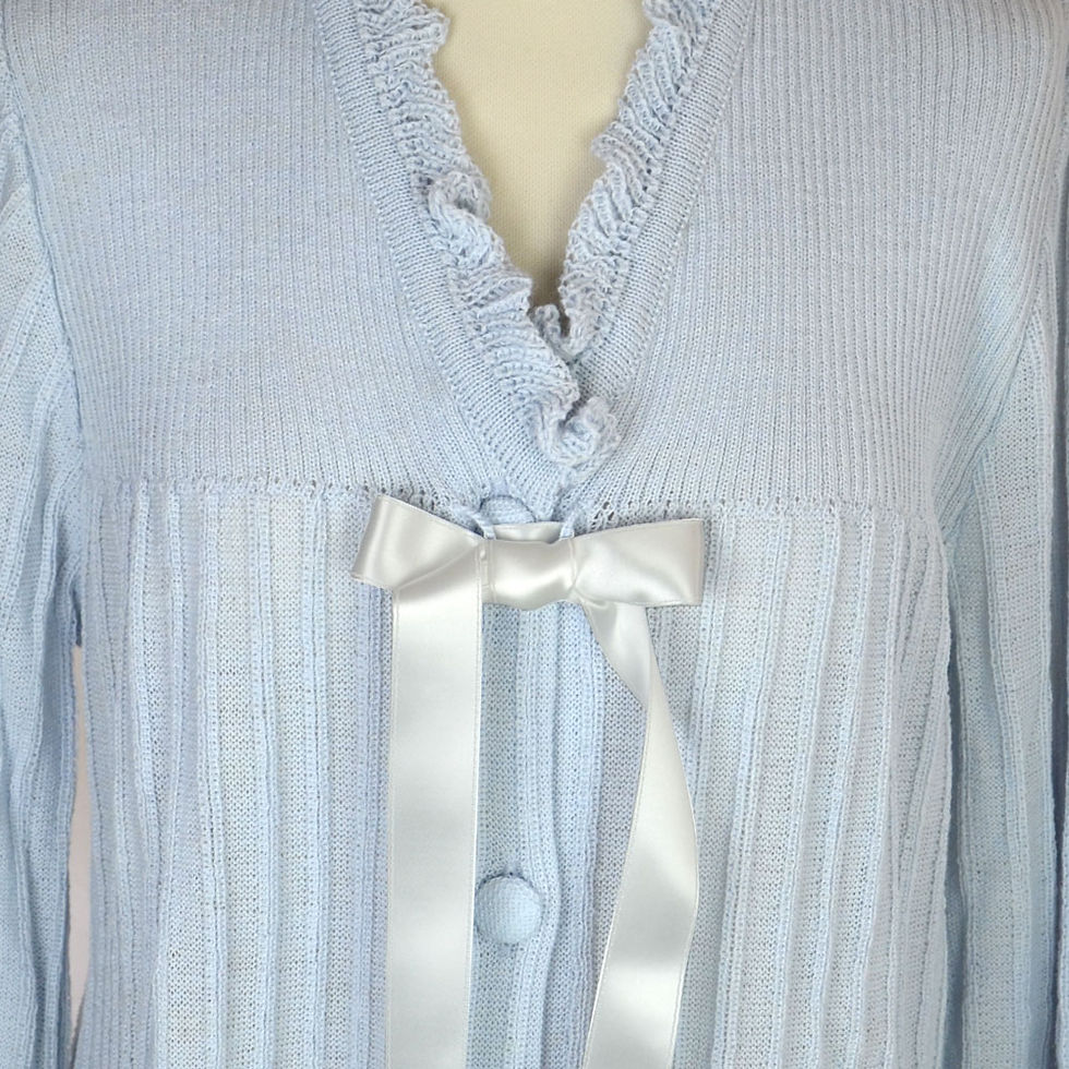 Miniatura: Lingerie-liseuse donna manica lunga in misto lana anallergica-con fiocco in raso-colore azzurra