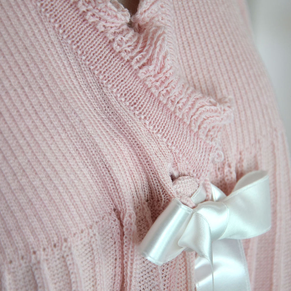 Miniatura: Lingerie-liseuse donna manica lunga in misto lana anallergica-con fiocco in raso-colore rosa