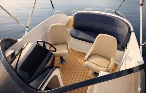 Wnętrze motorówki z kabiną dostępnej w Giżycku