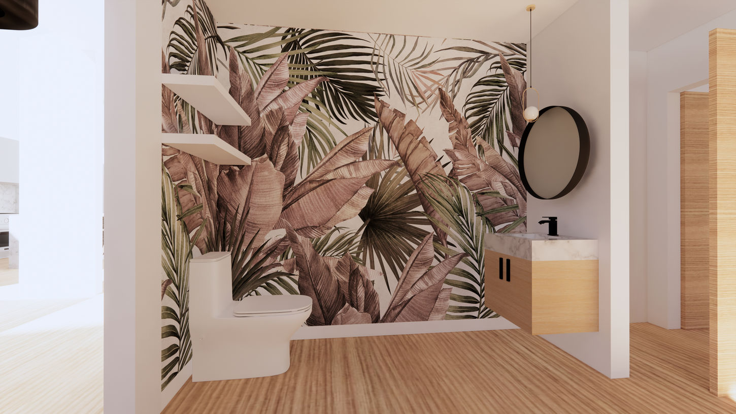 Elegant and modern bath with a freestanding tub, sleek design, and calming neutral tones, creating a luxurious, spa-like atmosphere.