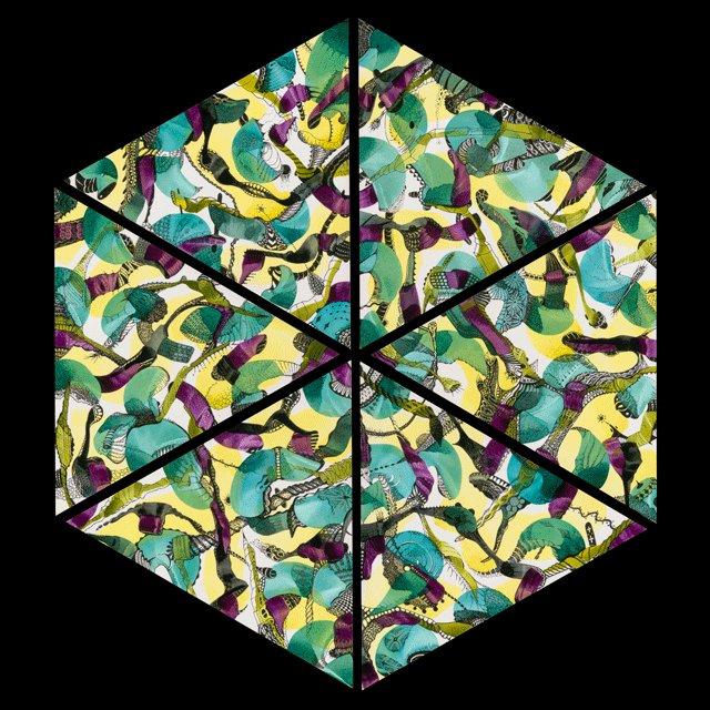 Green, Purple, Yellow Hexagon