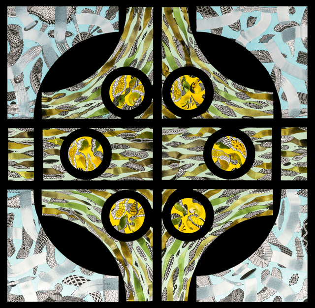 Blue, Green, Yellow, Black