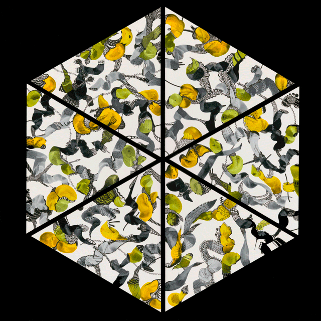 Yellow Hexagon on Black