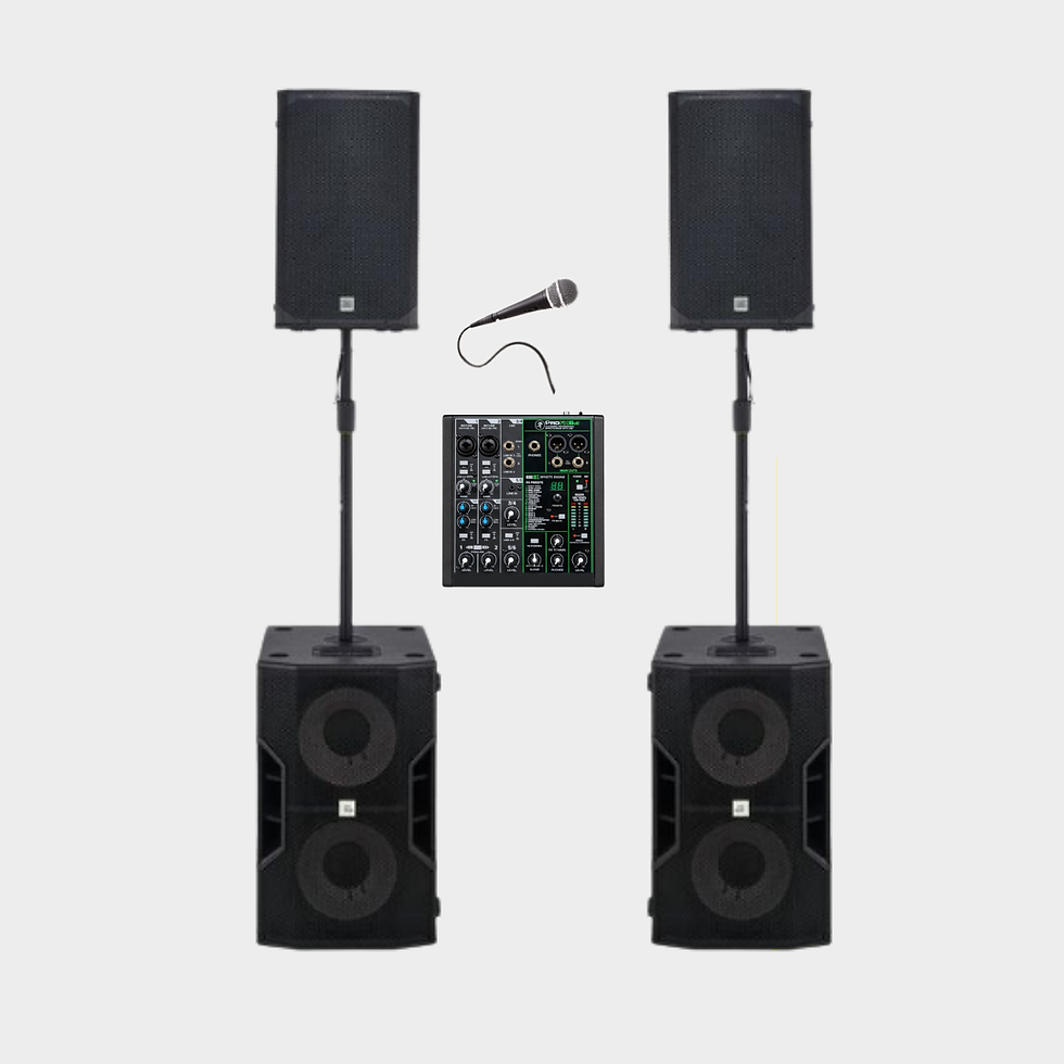 Speaker Package 10 with PA system, mixer, and microphone
