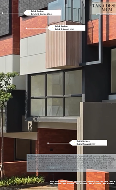 In this design, ‘Brick Z Avanti 1737' and ‘Brick K Lucus 1784' are paired with concrete and glass to achieve a balanced, geometric composition. The reddish brick tones soften the modern lines, adding warmth and sophistication to the structure. Unlike conventional brickwork or painted finishes, MCM’s patented technology ensures color stability, stain resistance, and long‑term durability, even under harsh weather conditions. For developers and property owners, this means a façade that not only enhances curb appeal but also reduces maintenance costs over time. The result is a building exterior that looks premium from day one and continues to deliver value for decades — a compelling reason to choose MCM Brick Series for modern architectural projects.