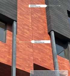 By dividing the façade into two distinct tones using different sizes of brick formats, architects highlight the building's geometry and create striking contrast. With MCM's patented super‑hydrophilic self‑cleaning surface, rainwater naturally rinses away dust and pollutants, keeping façades fresh with minimal upkeep. This innovation not only preserves aesthetic appeal but also reduces long‑term maintenance budgets, a persuasive advantage for commercial and residential developments alike.