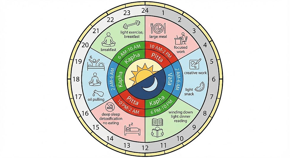 Routine for a day recommended by ayurvedic texts full 24 hours divided schedule