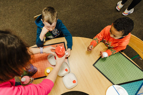 Kids learning and working together
