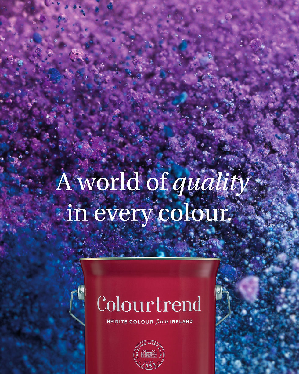 Paint can with caption: "A world of quality in every colour"