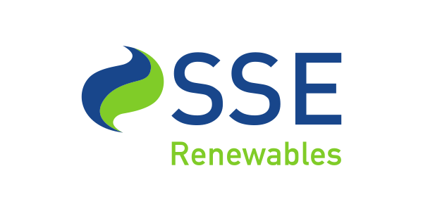 SSE logo with blue and green flame shape, the text
