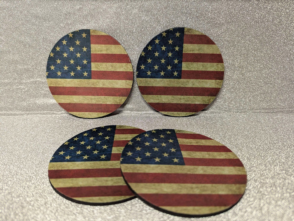 Vintage American Flag neoprene cup coasters.