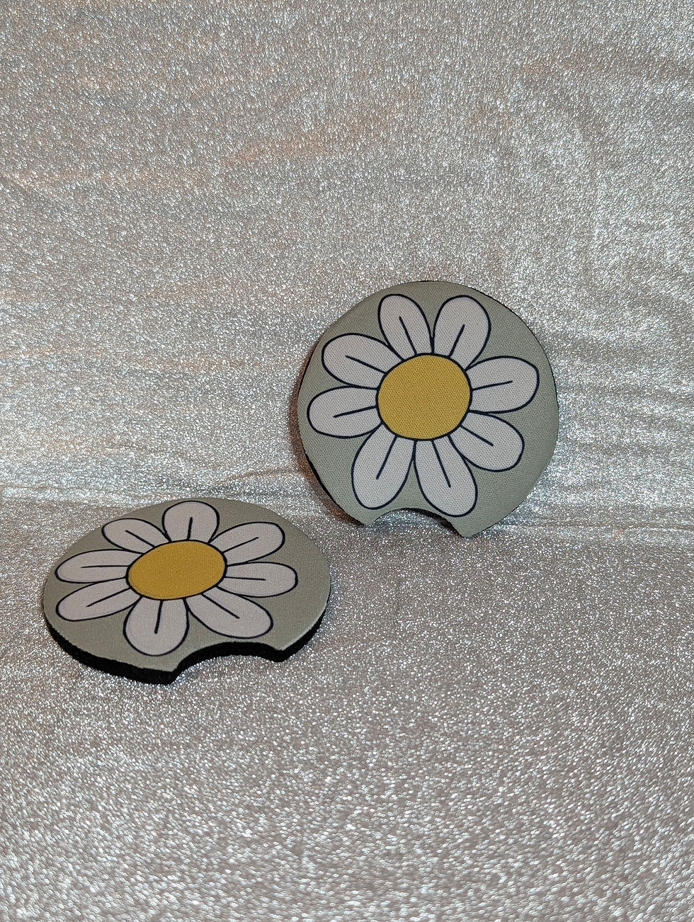 Light Green Daisey Car Coaster