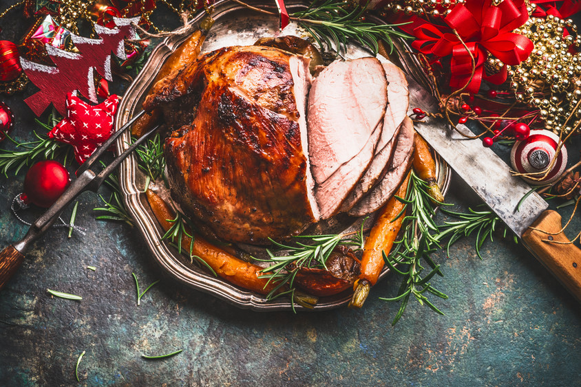 Holiday meals with festive Christmas dinner packages for pickup from Asheville NC restaurant open Christmas Eve for catering.