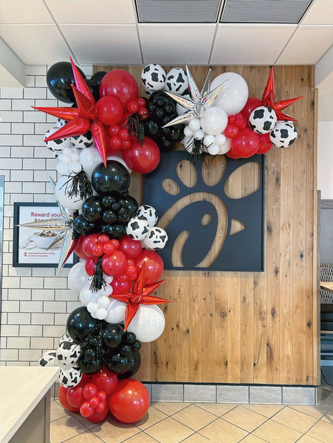 Balloon garland for Chick-Fil-A grand opening in San Antonio