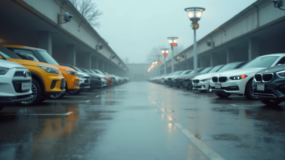 Eye-level view of parking lot with sensor devices installed