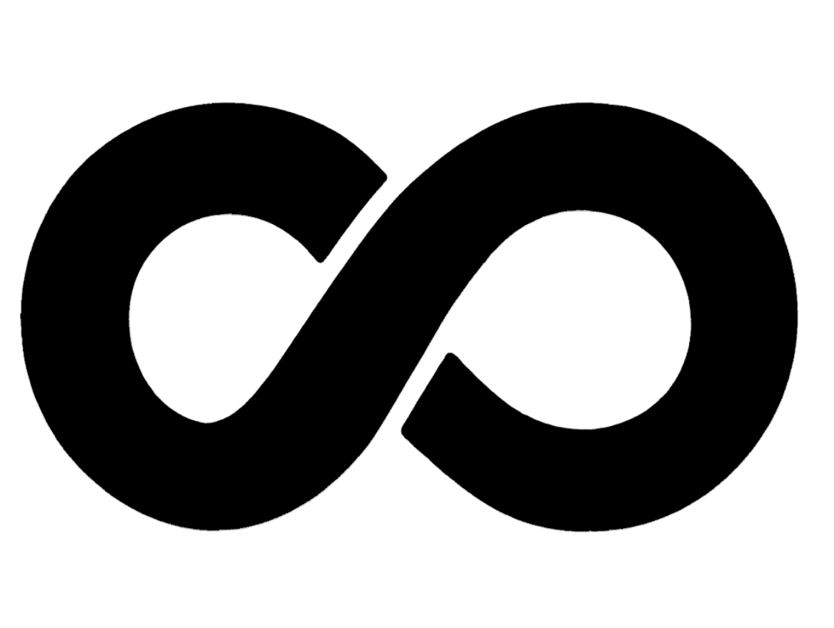 Infinity symbol design, a continuous loop with no beginning or end.