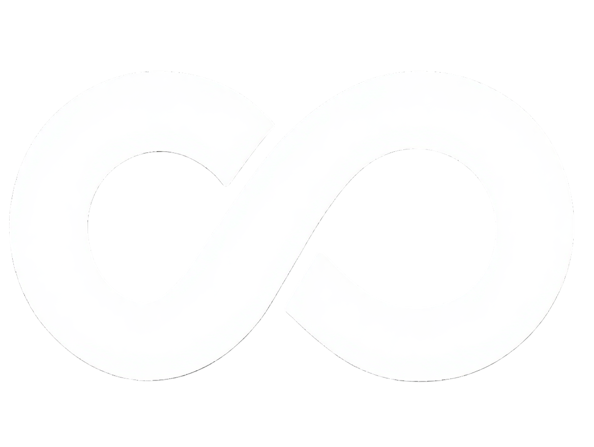 White infinity symbol, representing endless possibilities and infinite potential for growth.