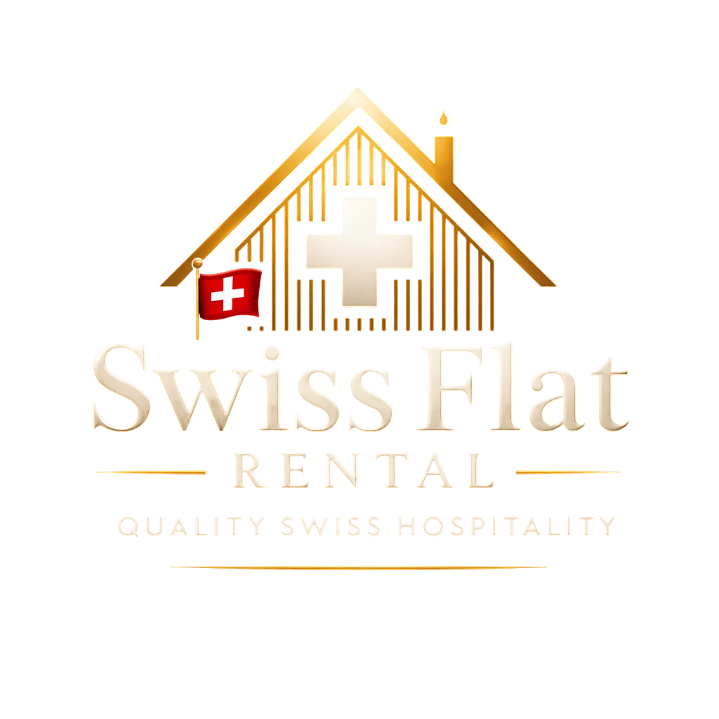 Swiss Flat Rental logo with text and Swiss flag HOME for your rentals