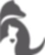 Dark grey dog and cat silhouette against a black background.