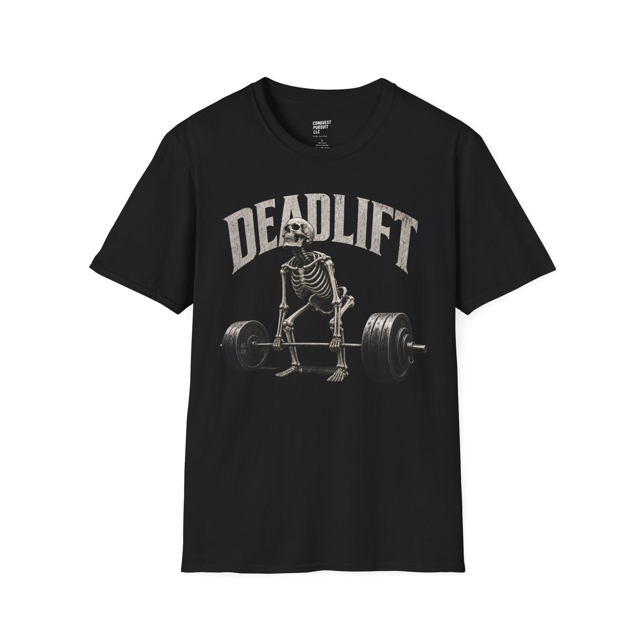 Deadlift Skeleton T‑Shirt — Vintage Weightlifting Gym Tee