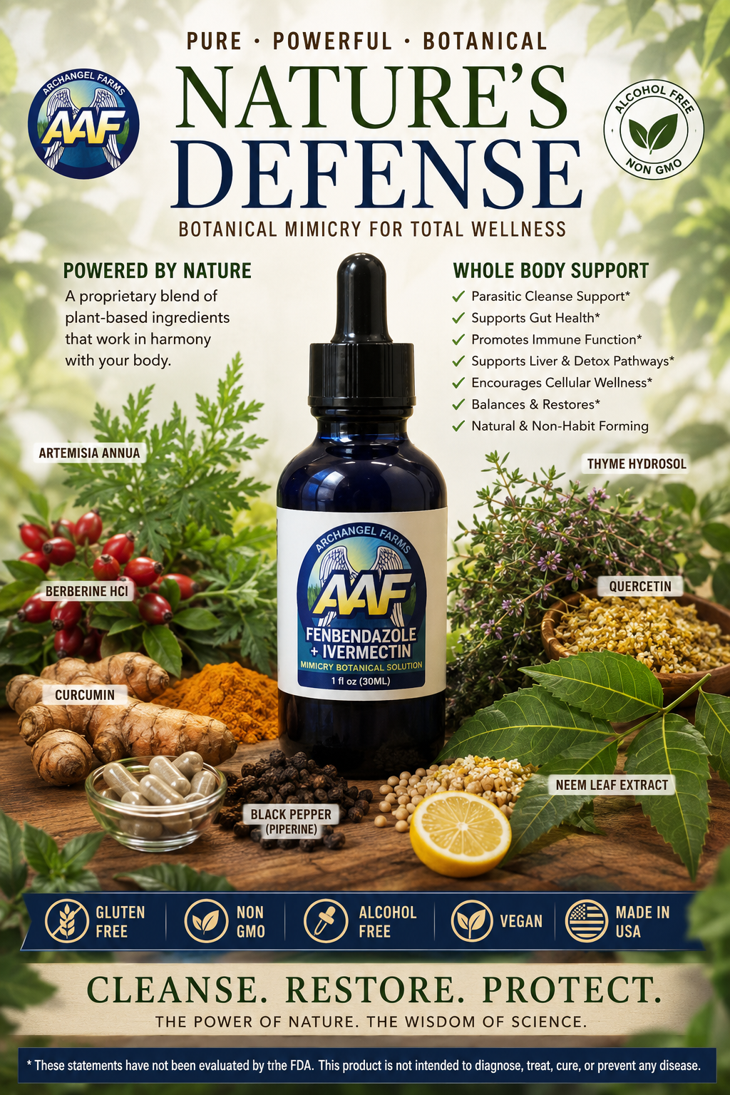 Fenbendazole Ivermectin Botanical Mimic Formula with Fulvic-Humic acid