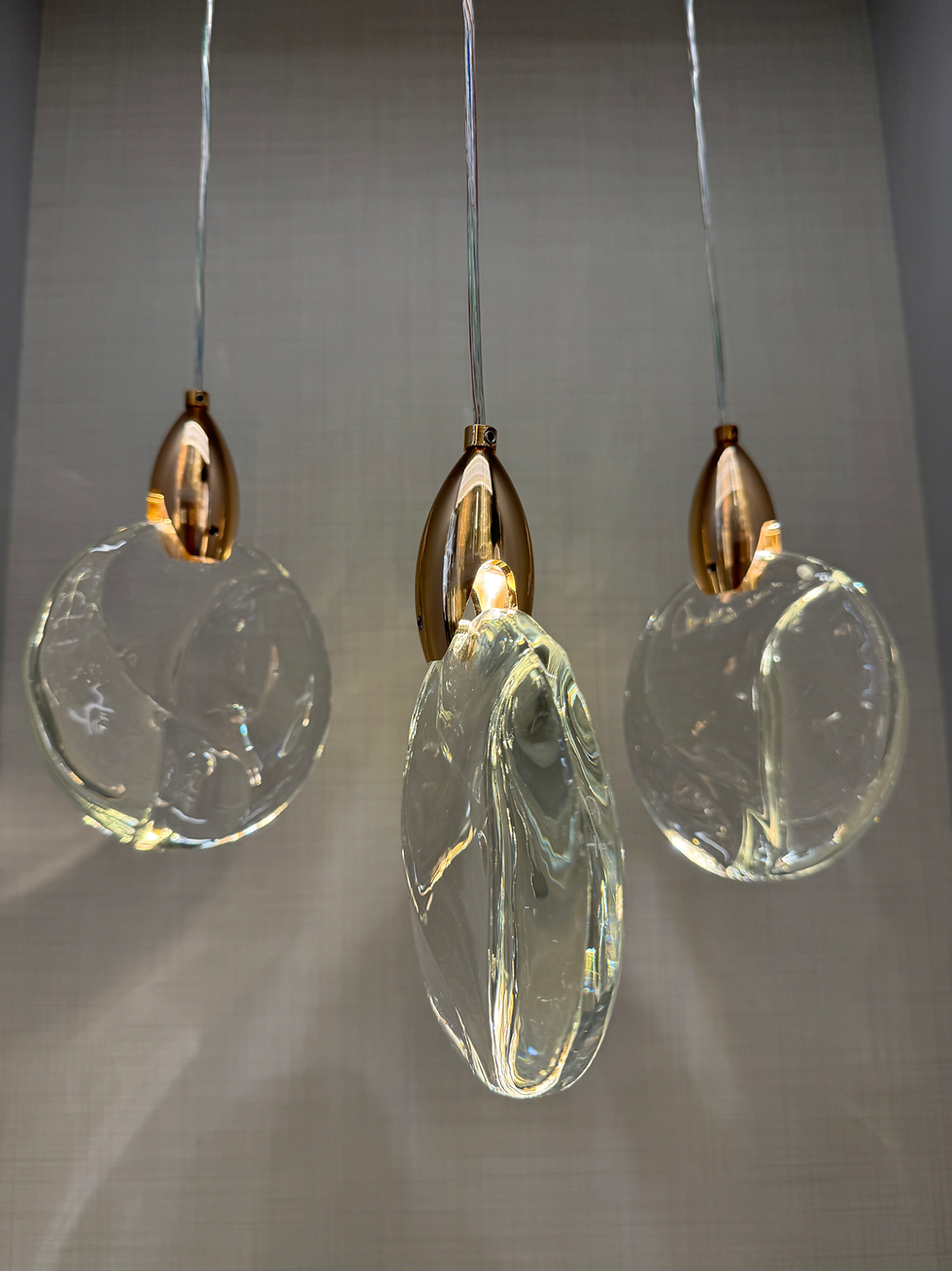 Miniatura: Pendente de cristal transparente diâmetro 25cm metal dourado Led 5w 3000k